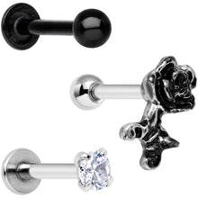 Load image into Gallery viewer, 16G 1/4 Clear Gem Springtime Cartilage Tragus Earring Set of 3
