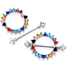 Load image into Gallery viewer, 14G 9/16 Multicolor Gem Rainbow Wonderland Nipple Shield Set
