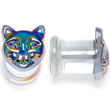 Load image into Gallery viewer, Aurora Black Glass Kitty Cat Double Flare Plug Set 6mm to 25 mm
