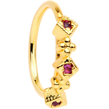 Load image into Gallery viewer, 20G 5/16 Red Gem Gold Tone Flower Garden Seamless Circular Ring
