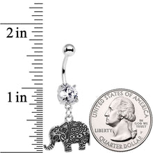 Load image into Gallery viewer, Clear CZ Gem Baroque Geometric Designs Elephant Dangle Belly Ring
