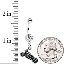 将图片加载到图库查看器，Clear Gem Enjoy The Open Road Dangle Belly Ring
