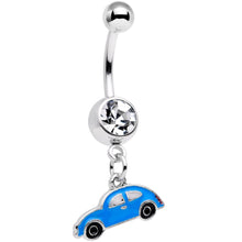 Load image into Gallery viewer, Clear Gem Little Blue Buggy Dangle Belly Ring

