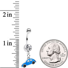 Load image into Gallery viewer, Clear Gem Little Blue Buggy Dangle Belly Ring
