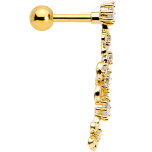 Load image into Gallery viewer, 16G 1/4 Clear CZ Gem Gold Tone Flower Left Ear Cartilage Earring
