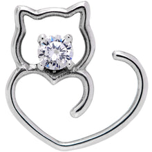 Load image into Gallery viewer, 18G Clear CZ Gem Hey Pretty Kitty Cat Closure Ring
