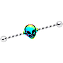 将图片加载到图库查看器，14G Iridescent Alien Face Industrial Barbell 38mm
