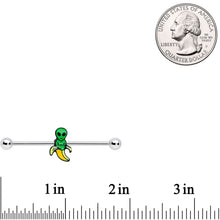 Load image into Gallery viewer, 14G Appealing Little Banana Alien Industrial Barbell 38mm
