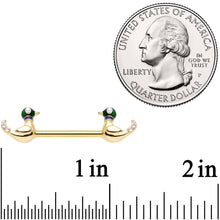 Load image into Gallery viewer, 14G 9/16 Clear Gem Gold Tone Just Ducky Barbell Nipple Ring Set

