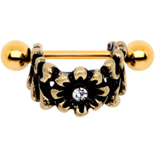 Load image into Gallery viewer, 16G 1/2 Clear Gem Gold Tone Flower Cuff Cartilage Earring

