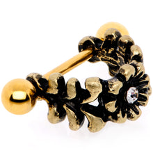 Load image into Gallery viewer, 16G 1/2 Clear Gem Gold Tone Flower Cuff Cartilage Earring
