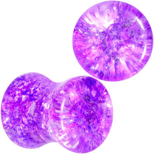 Load image into Gallery viewer, Cosmic Violet Shattered Glass Saddle Plug Set 6mm to 16mm
