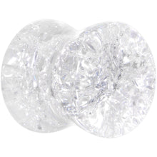 Load image into Gallery viewer, Clear Shattered Glass Saddle Plug Set 6mm to 16mm
