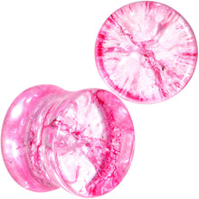 Load image into Gallery viewer, Pink Shattered Glass Flamingo Saddle Plug Set 6mm to 16mm
