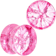Load image into Gallery viewer, Pink Shattered Glass Flamingo Saddle Plug Set 6mm to 16mm
