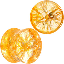Load image into Gallery viewer, Yellow Shattered Glass Mellow Sunshine Saddle Plug Set 6mm to 16mm
