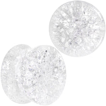 Load image into Gallery viewer, Clear Shattered Glass Saddle Plug Set 6mm to 16mm
