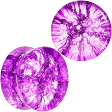 Load image into Gallery viewer, Cosmic Violet Shattered Glass Saddle Plug Set 6mm to 16mm

