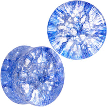 Load image into Gallery viewer, Blue Shattered Glass Wild Child Saddle Plug Set 6mm to 16mm

