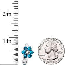 Load image into Gallery viewer, Blue CZ Gem Pretty Posy Flower Top Mount Belly Ring
