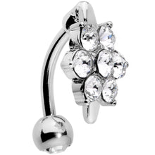 Load image into Gallery viewer, Clear CZ Gem Pretty Posy Flower Top Mount Belly Ring
