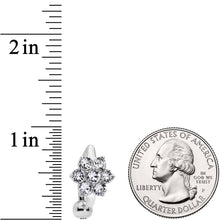 Load image into Gallery viewer, Clear CZ Gem Pretty Posy Flower Top Mount Belly Ring
