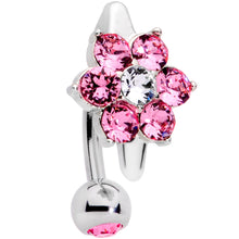 Load image into Gallery viewer, Pink Clear CZ Gem Pretty Posy Flower Top Mount Belly Ring
