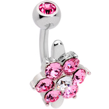 Load image into Gallery viewer, Pink Clear CZ Gem Pretty Posy Flower Top Mount Belly Ring
