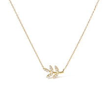 Load image into Gallery viewer, 10K Yellow Gold 1/10 Cttw Diamond Leaf and Branch 18" Pendant Necklace (H-I Color, I1-I2 Clarity)
