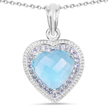 Load image into Gallery viewer, 7.36 Carat Genuine Blue Topaz and Tanzanite .925 Sterling Silver Pendant

