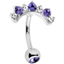 Load image into Gallery viewer, Purple Clear CZ Gem Wave Of Glamour Belly Ring
