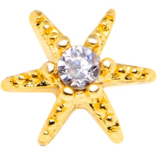 Load image into Gallery viewer, 14G Clear CZ Gem Gold Tone Starfish Dermal Anchor Top
