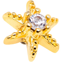 Load image into Gallery viewer, 14G Clear CZ Gem Gold Tone Starfish Dermal Anchor Top
