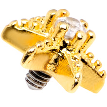 Load image into Gallery viewer, 14G Clear CZ Gem Gold Tone Starfish Dermal Anchor Top
