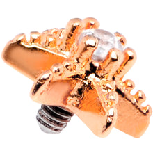 Load image into Gallery viewer, 14G Clear CZ Gem Rose Gold Tone Starfish Dermal Anchor Top
