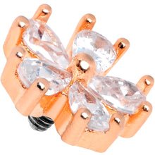 Load image into Gallery viewer, 14G Clear CZ Gem Lovely Bloom Rose Gold Tone Dermal Anchor Top
