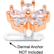 Load image into Gallery viewer, 14G Clear CZ Gem Lovely Bloom Rose Gold Tone Dermal Anchor Top
