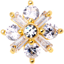 Load image into Gallery viewer, 14G Clear CZ Gem Ice Princess Gold Tone Dermal Anchor Top
