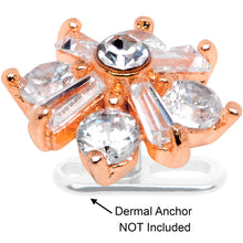 Load image into Gallery viewer, 14G Clear CZ Gem Ice Princess Rose Gold Tone Dermal Anchor Top
