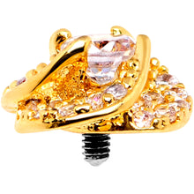 Load image into Gallery viewer, 14G Clear CZ Gem Roses Romance Gold Tone Dermal Anchor Top
