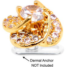 Load image into Gallery viewer, 14G Clear CZ Gem Roses Romance Gold Tone Dermal Anchor Top

