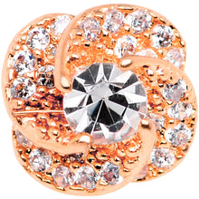 Load image into Gallery viewer, 14G Clear CZ Gem Roses Romance Rose Gold Tone Dermal Anchor Top
