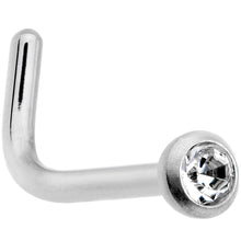 Load image into Gallery viewer, 20G G23 Titanium Press Fit Clear CZ Micro Ball L Shaped Nose Ring
