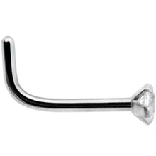 Load image into Gallery viewer, 18G 1/4 Clear 2mm CZ Gem Grade 23 Titanium L Shaped Nose Ring
