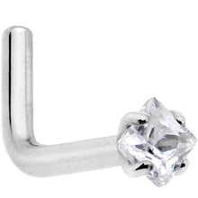 Load image into Gallery viewer, 18G Clear 2mm CZ Gem Grade 23 Titanium Rhombus L Shaped Nose Ring
