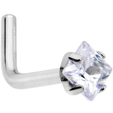 Load image into Gallery viewer, 18G Clear 3mm CZ Gem Grade 23 Titanium Rhombus L Shaped Nose Ring
