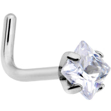 Load image into Gallery viewer, 20G Clear 3mm CZ Gem Grade 23 Titanium Rhombus L Shaped Nose Ring
