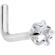 将图片加载到图库查看器，18G Clear 3mm CZ Star Gem Grade 23 Titanium L Shaped Nose Ring
