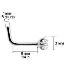 将图片加载到图库查看器，18G Clear 3mm CZ Star Gem Grade 23 Titanium L Shaped Nose Ring
