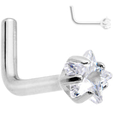 将图片加载到图库查看器，18G Clear 3mm CZ Star Gem Grade 23 Titanium L Shaped Nose Ring
